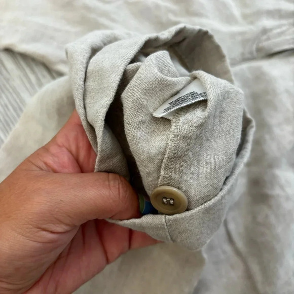 Eileen Fisher 100%  Linen Pants Beige Wide Leg Cropped Casual Size 12 - Picture 5 of 14